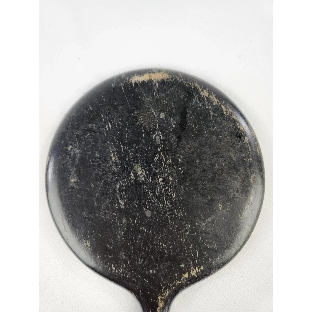 Vintage Wooden Handle Hand Mirror - Beveled Glass Aged Wood 6